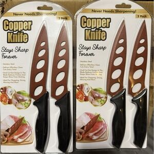 8 Pc Copper Kitchen Knives Non Stick Chef Knife Set Stainless Steel